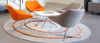 Office building core areas and front extension